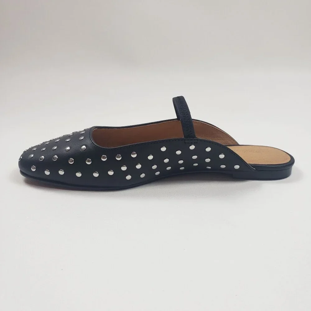 Madewell The Greta Ballet Flat Mule Women's Size 9M True Black Multi Stud Detail - Picture 13 of 16